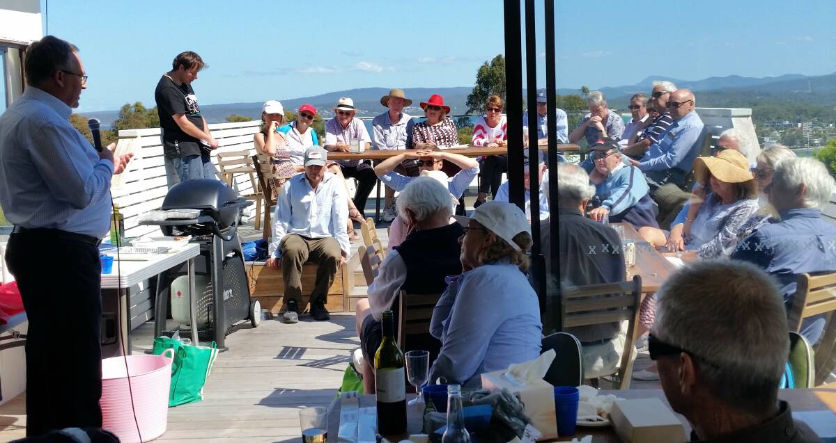 Nigel Catchlove addresses the party faithful during his visit to Merimbula. 