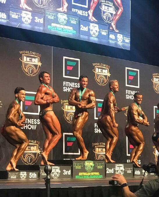 Lachlan Carey (far right) places fourth at the Australian Fitness Show.