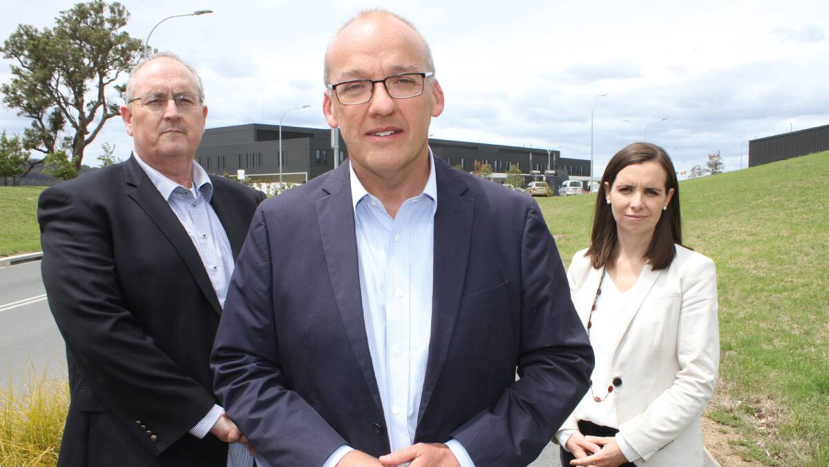 Opposition health spokesman Walt Secord (left) during a recent visit to the South East Regional Hospital with Labor leader Luke Foley and Labor MLC Courtney Houssos.