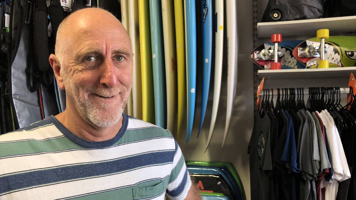 Happy to hit thirty: Simon Emms owner of Merimbula surf shop still loves his work and the local surf scene.