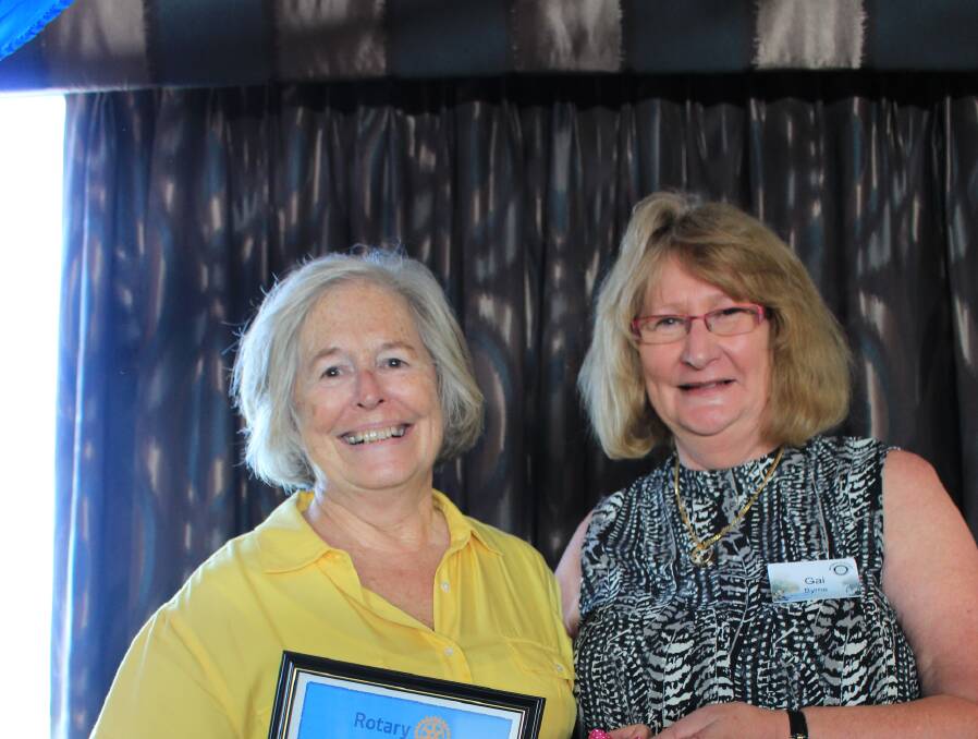 Bega Valley Community Service Medallion award winner Olwen Morris pictured here with Gai Byrne at an earlier event where she was recognised for her volunteer work.