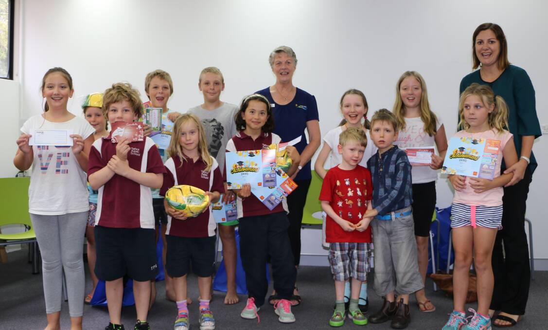 Attendees and winners at the big draw for the Summer Reading Club with mayor Kristy McBain.