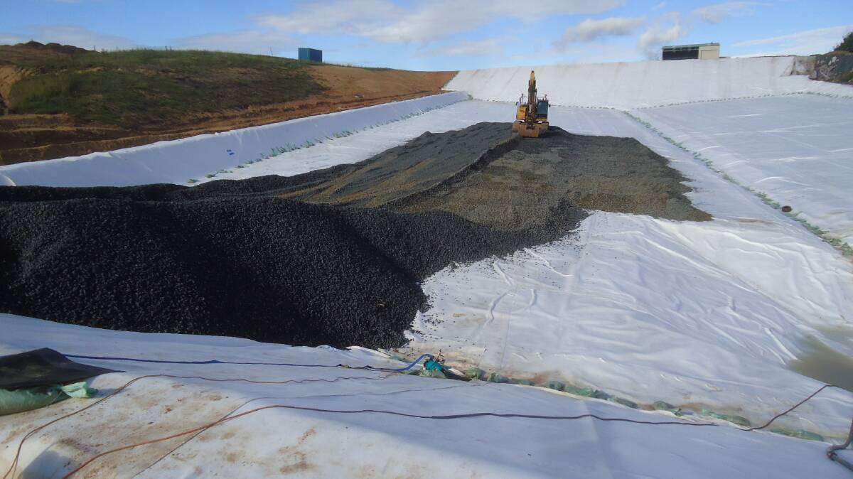  Installation of the liner system in progress in the new Central Waste Facility landfill cell. 