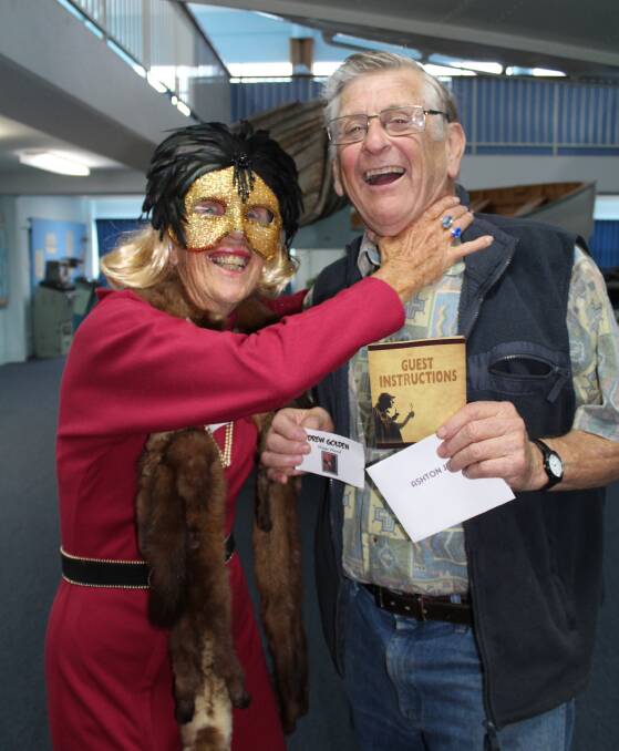 Killer instinct: Eden Killer Whale Museum volunteer Margaret Sheaves and president Jack Dickenson warm up for a night of crime and sleuthing, planned for this Friday May 13 at the Eden Killer Whale Museum. Picture: Toni Houston