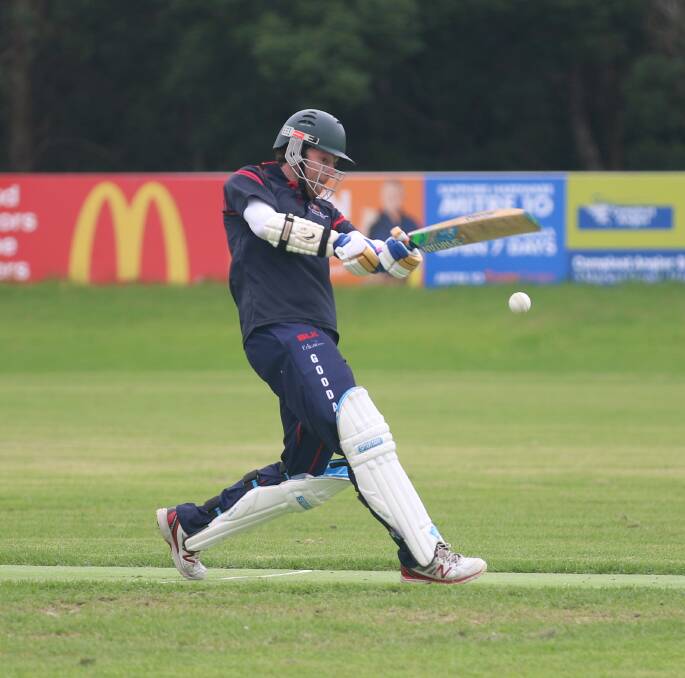 Brendan Daley swings through the ball to send one flying for the fence during the Knights' Pink Stumps Day on Saturday. 