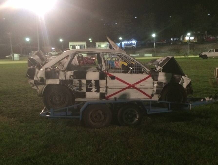 A bit crumpled: This commodore looked a bit more like a compact after a recent destruction derby with Sapphire Speedway looking for entrants.