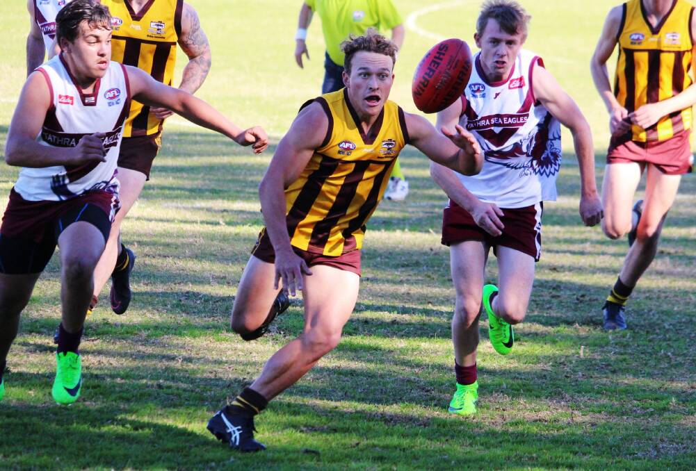 Good speed:  Aaron Proctor runs clear of the Tathra Sea Eagles during a recent clash with the Panthers going through to finals in all three grades. Picture: Jarrod Moore. 