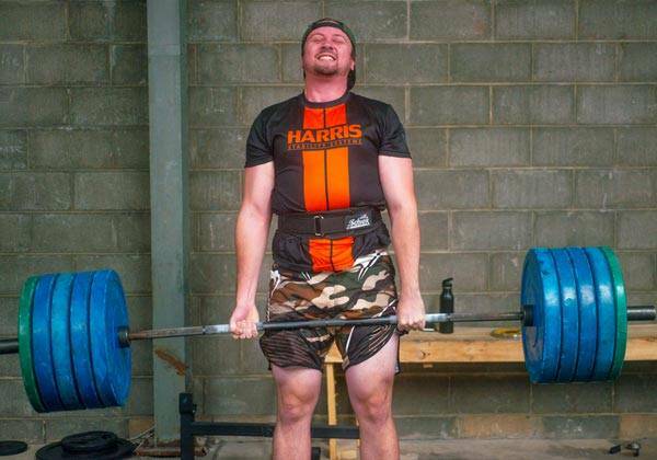 Heavyweight: Will Love deadlifts with 200kg on the bar during a recent training session in preparation for Saturday.  