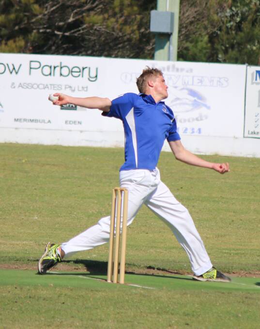 Delivery: Kye Overend winds up to bowl in a recent match. The Bluedogs had a good win over the South Eurobodalla Pirates on Saturday. 