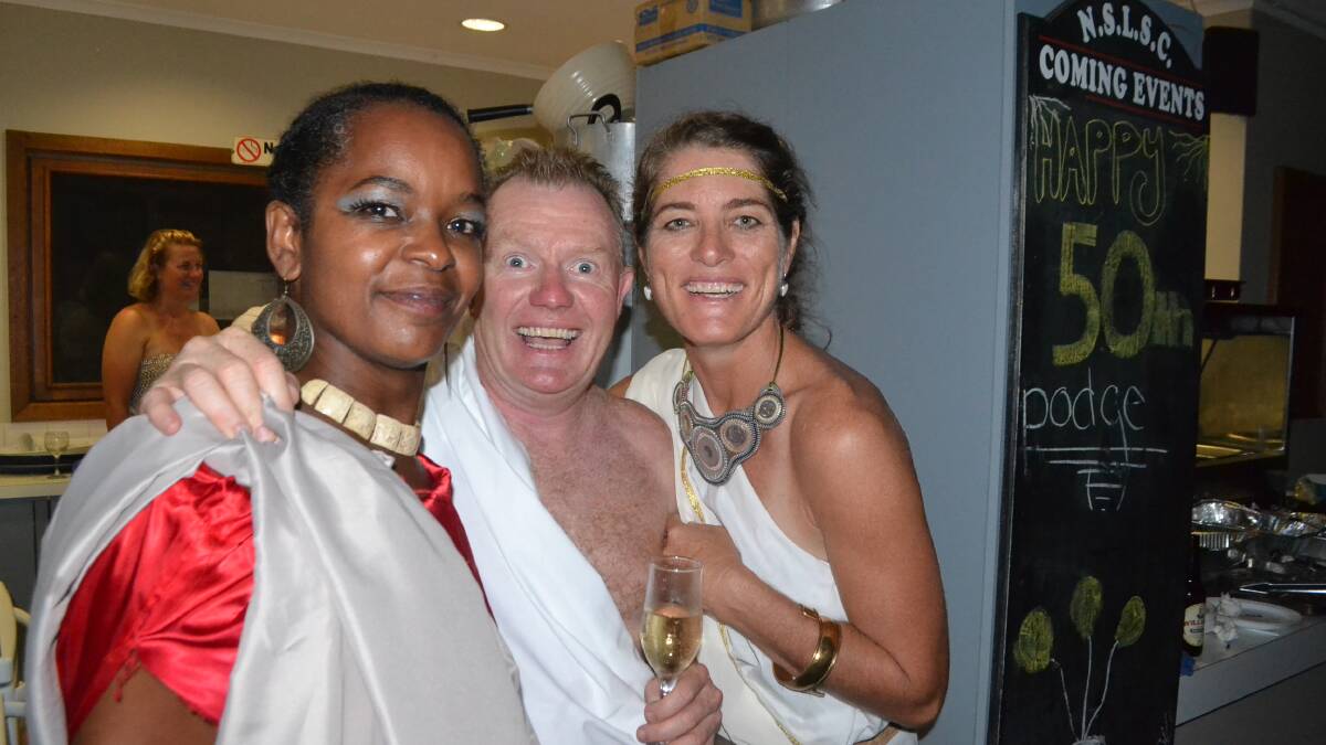 Friends of Podge show off their togas