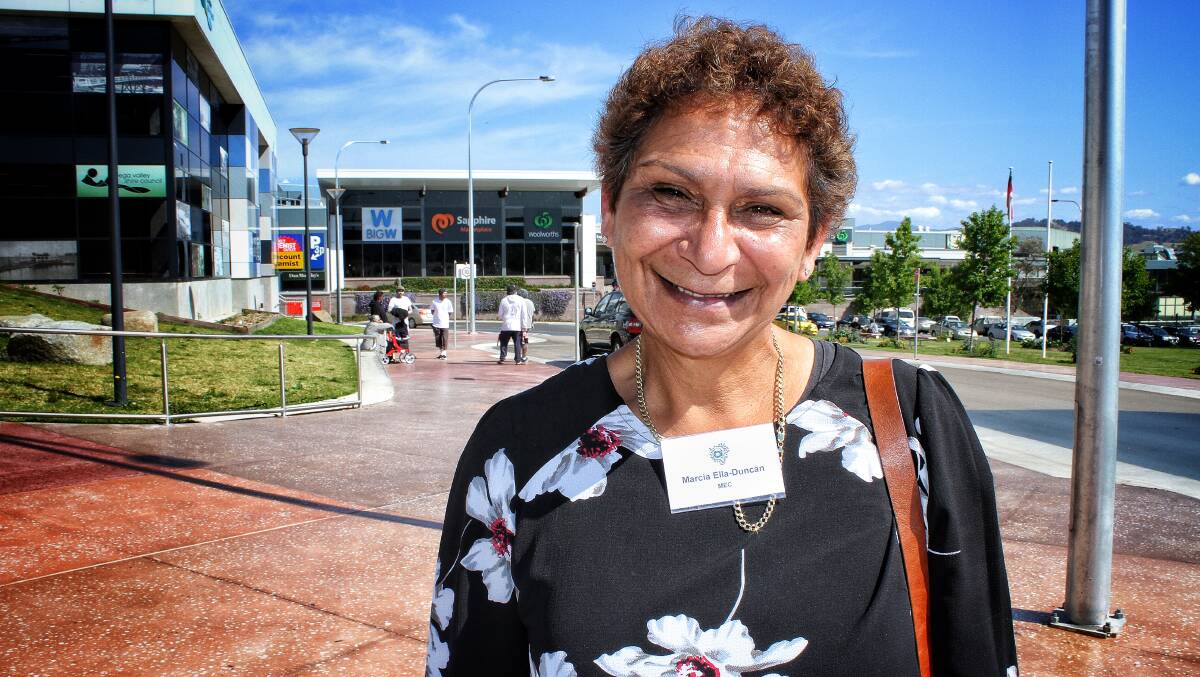 INDEPENDENT: The information session's independent facilitator Marcia Ella-Duncan outside the Bega Valley Commemorative Civic Centre. Picture: Alasdair McDonald