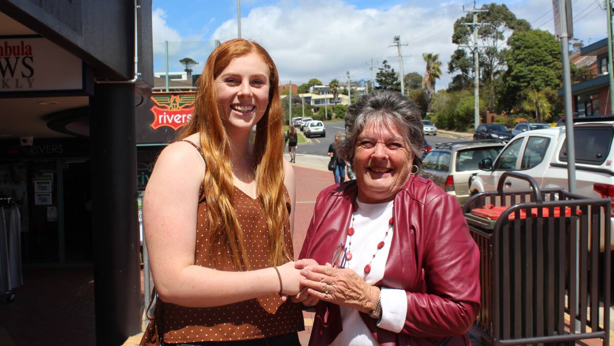 WOLLONGONG BOUND: Pambula Beach resident Hannah Webster (left) is the proud recipient of the Eden CWA Tertiary Education Grant. Branch president Sharyn Nammensma (right) was rapt to award this year's winner.