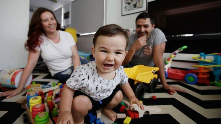 Marcelle Gomez and her husband Christian are saving so they have options when 15-month-old Cruz hits high school. Photo: Fiona Morris