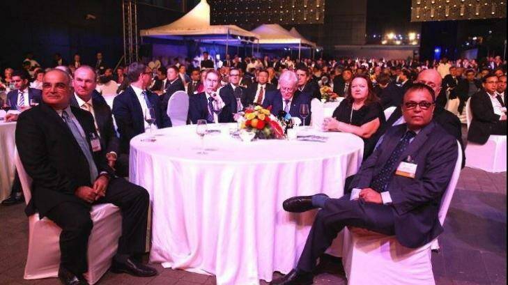 Former Trade Minister Andrew Robb sitting next to Gine Rinehart at the Gala Reception for Australia Business Week in India, January 2015 Photo: @AusTrade