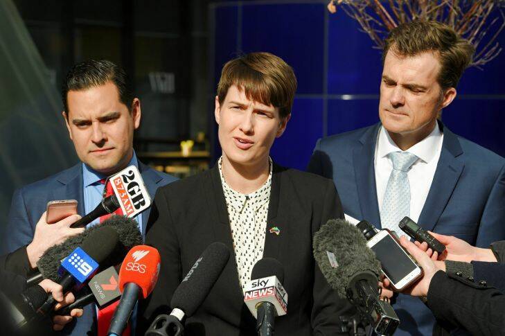 The Age, News, 05/09/2017 photo by Justin McManus. Same sex marriage challenge. High Court will hear the challenge to the Australian Govt. on the marriage equality postal vote. Anna Brown ( Director of Legal Advocay, Human Rights Law Centre.) speaking at a press conference before court.