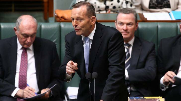 Prime Minister Tony Abbott accused Labor of wanting house prices to fall during question time on Tuesday.  Photo: Andrew Meares