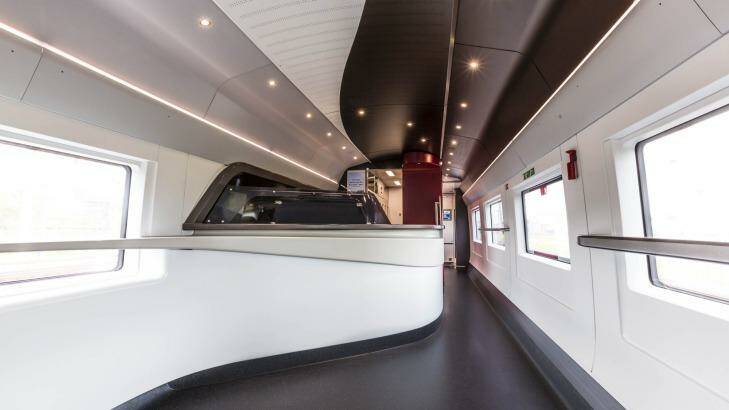 A cafe and bar carriage on the new e320 Eurostar train.