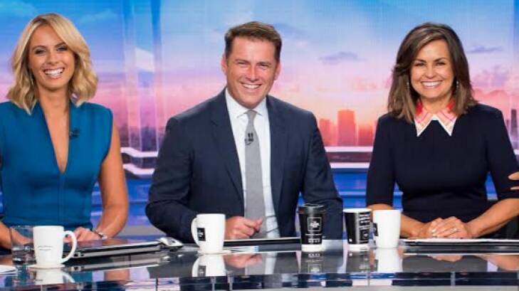 Today newsreader Sylvia Jeffreys, left, with Karl Stefanovic and Lisa Wilkinson. Photo: Supplied