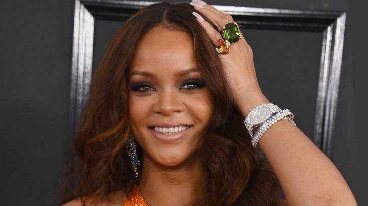 Rihanna arrives at the Grammy Awards.  Photo: Jon Kopaloff