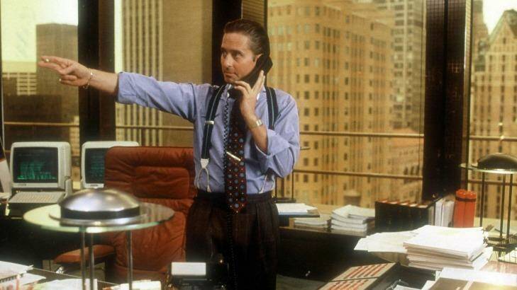 Michael Douglas in the 1987 film Wall Street. Women make better fund managers than men but most women don't take enough risks.
