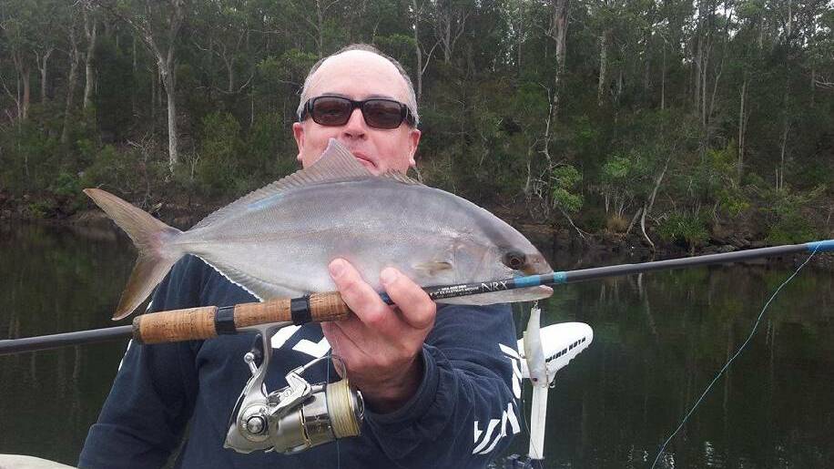 ANOTHER AMBERJACK: Ian Jamieson hooked an amberjack in the Clyde River last week – this follows a couple being hooked in Wagonga Inlet. (5/3/2014) 