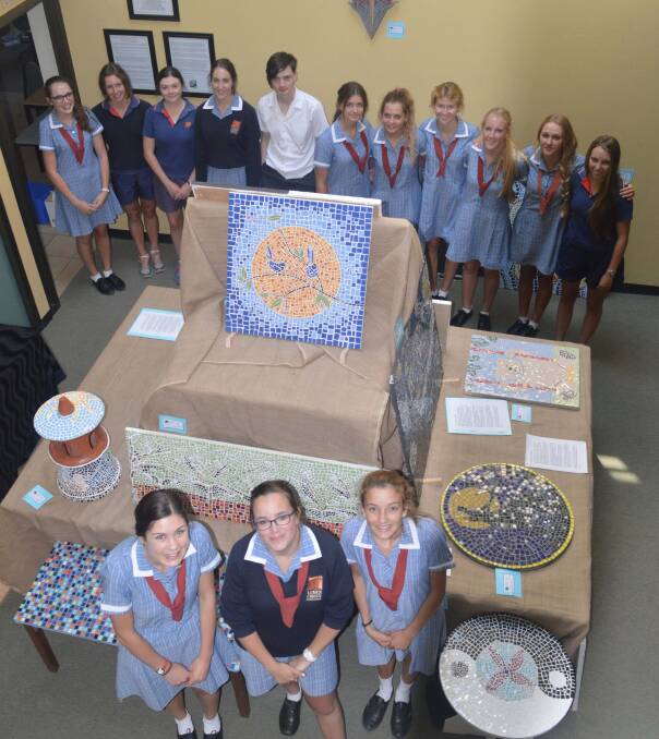 Lumen Christi visual arts year 9/10 students and their creative and colourful mosaics.  