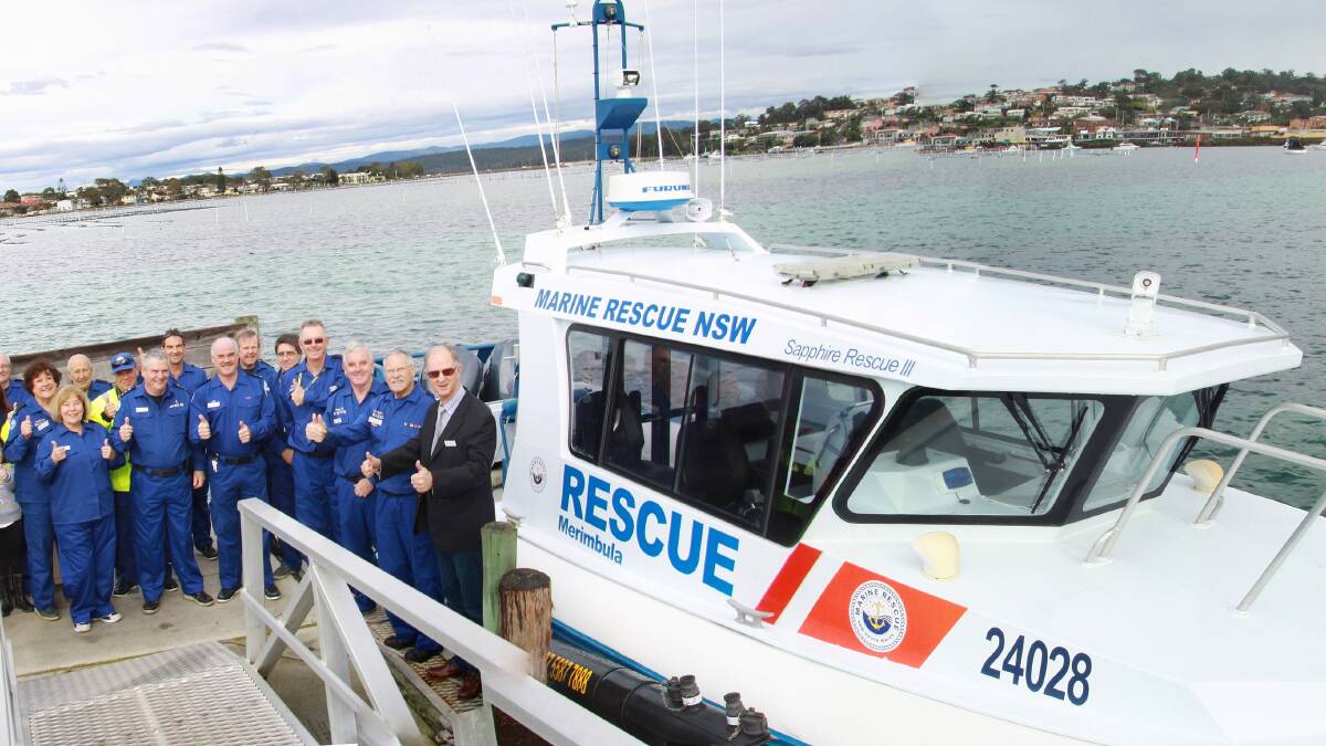 Merimbula Marine Rescue volunteers and special guests celebrate the official opening of the unit’s new base at Merimbula’s Spencer Park on Saturday. PHOTOS: Angi High Photography
