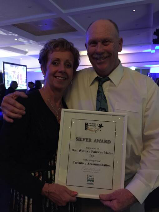 Debbie and Peter Gardiner of the Best Western Fairway Motor Inn, Merimbula, who won silver in the Executive Accommodation category.
