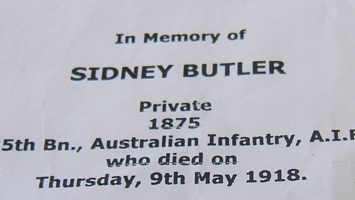 The inscription on Sidney Butler's gravestone 