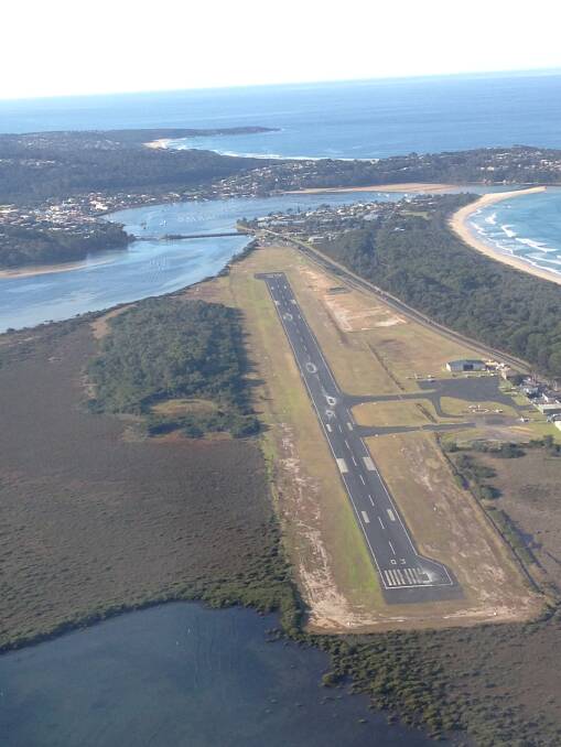 Merimbula airport runway showing the areas of maintenance.