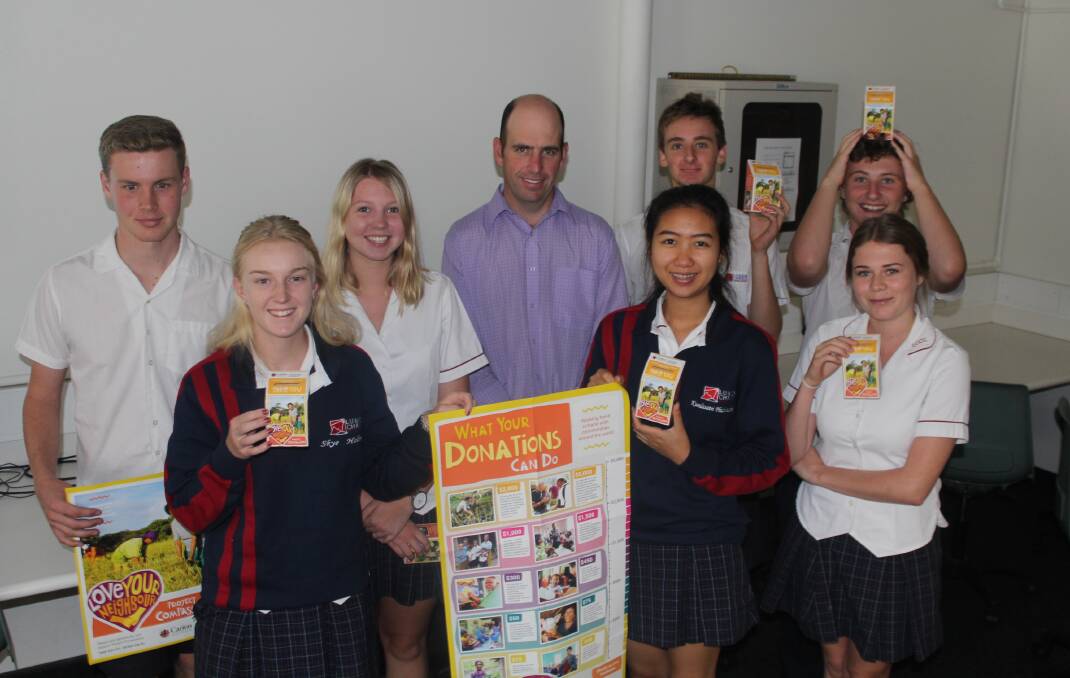 Helping others: Lumen Christi Year 12 Catholic Studies students launch the school's Project Compassion appeal with inspiring special guest Matt Napier. Picture: Melanie Leach