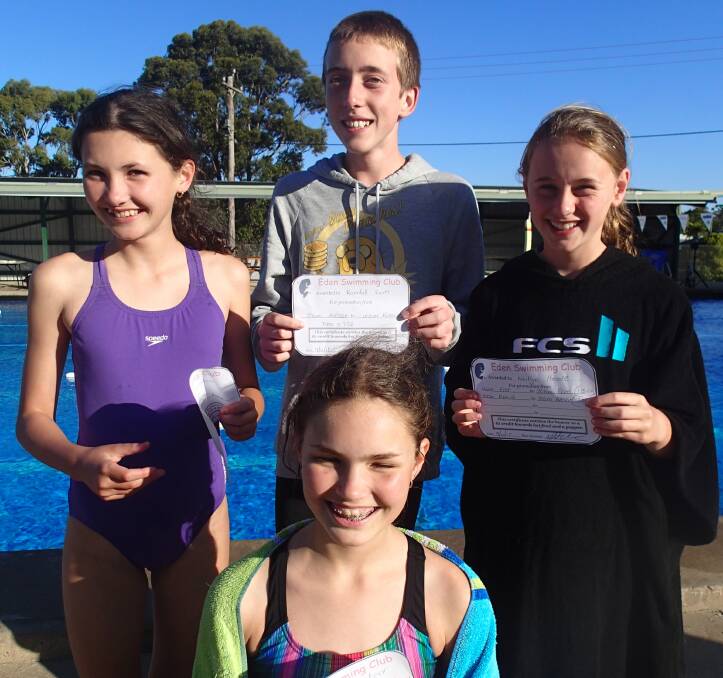 Sophie Swizter, Randell Ewin, Katlyn Hoare and Holly Swizter swam huge personal best times at the Eden Swim Club's Monday night session. 