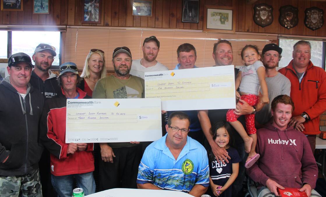 CHAMPIONS: The happy winners and runners up of the Merimbula Big Game and Lakes Angling Club Tri Estuary Challenge.