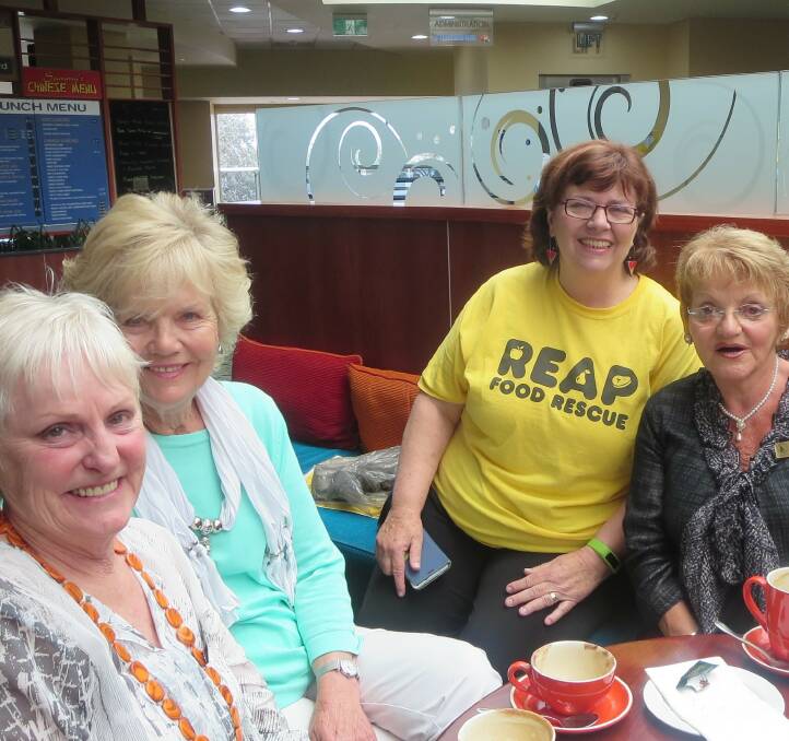 Last meeting's guest speaker Christine Welsh of REAP Sapphire Coast shares a coffee with VIEW members, Jan O’Han, Shirley Seychelle and Helen Gliddon.