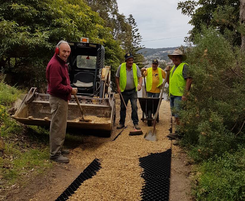 Improving access: Mick Brosnan, Daryl Dobson, Peter Moore and Steve Tapscot working on the path (Absent: Mat Stroud).