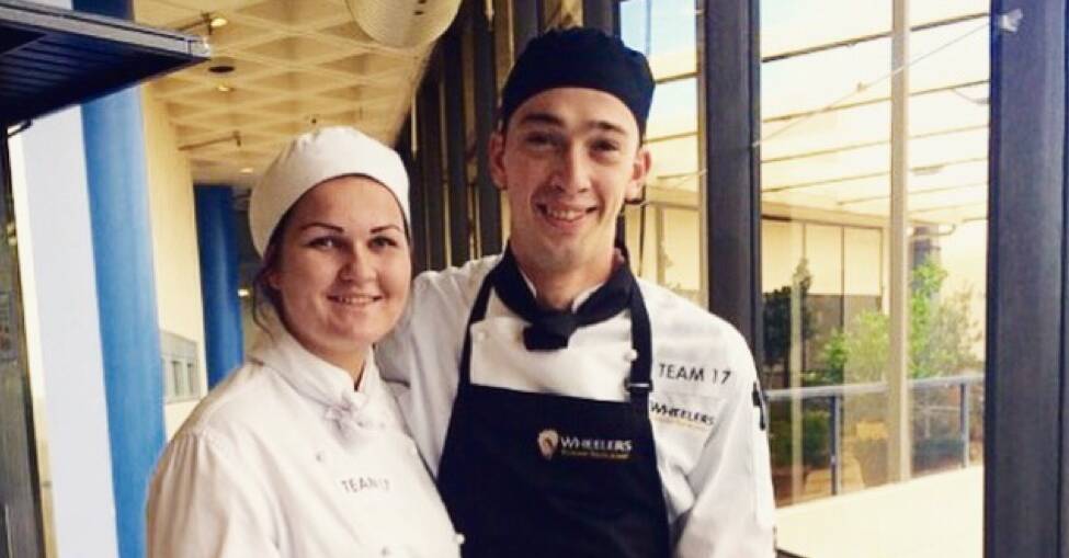 Delicious: Local TAFE Commercial Cookery students Levi Mc Ewan Hyde and Erin Moore celebrate winning silver medals in the Nestle Golden Chefs hat Competition.