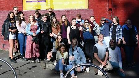 Students on the Annual Senior Drama excursion to Sydney recently. 