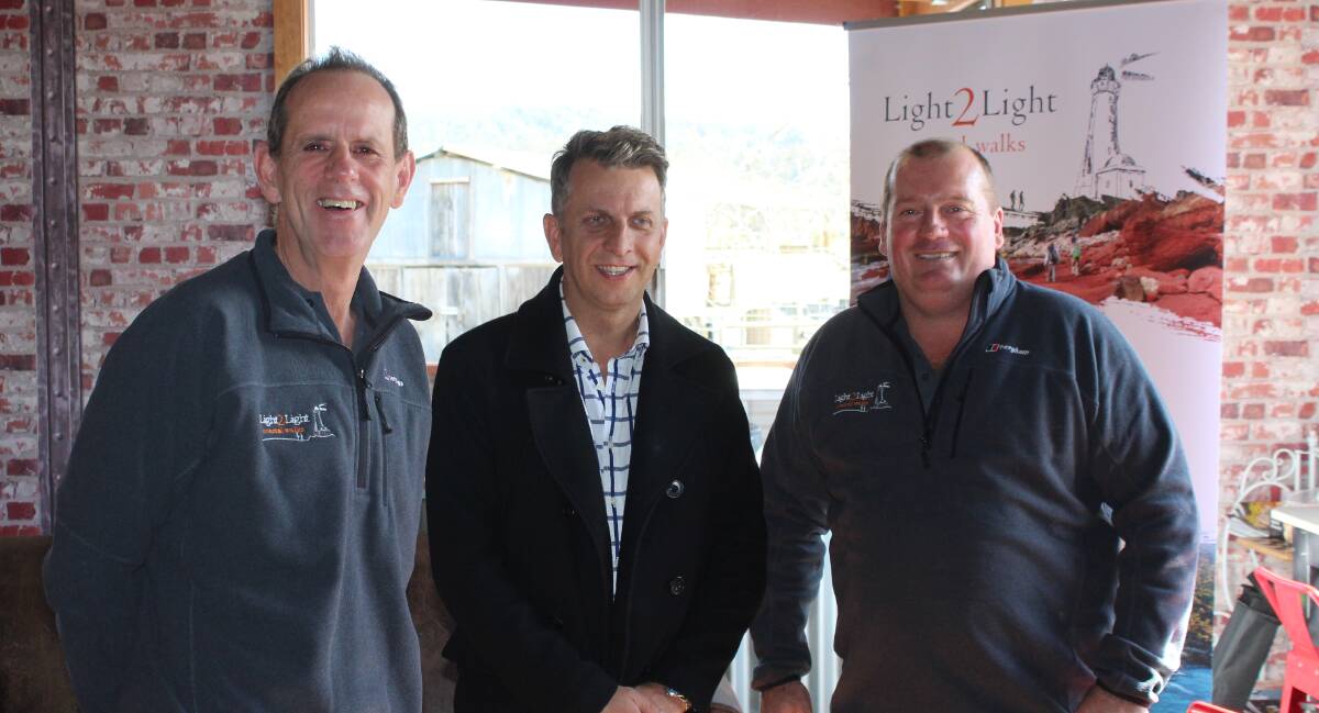 Bega MP Andrew Constance was in town last Friday to help launch a local new venture Light 2 Light Coastal Walks by partners Paul Pincini and Tim Shepherd. Story online. 