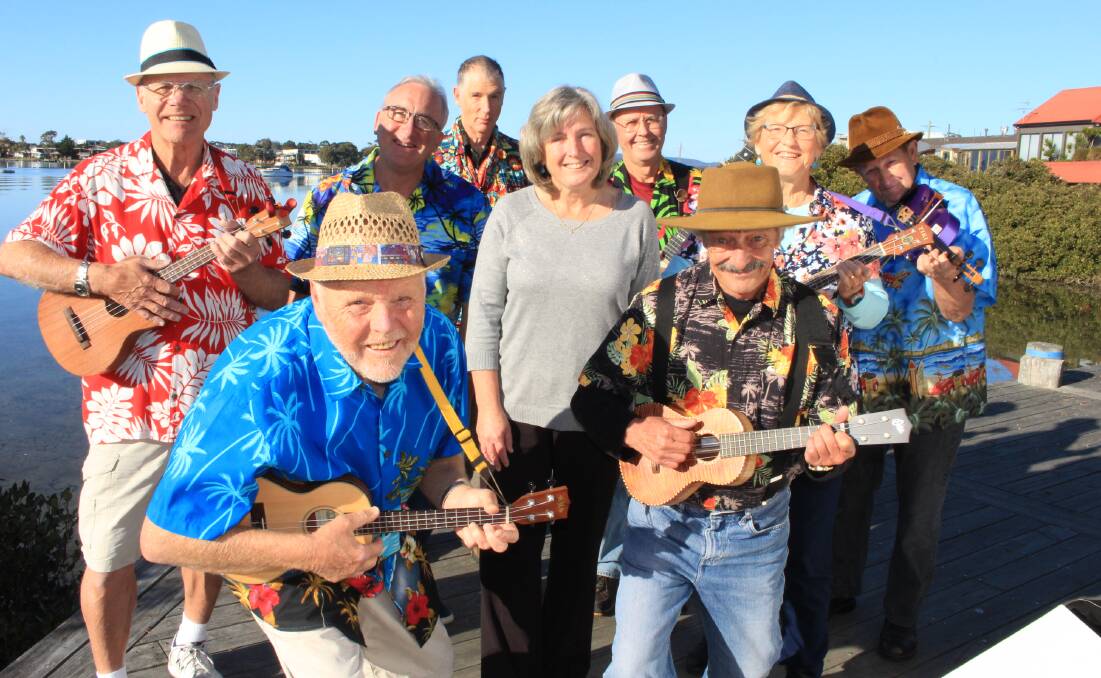 Fingers crossed: Best of luck to The Wobbles Ukulele Band and Lynne Koebin on their nominations for the Regional Achievement and Community Volunteering Awards. Picture: Melanie Leach