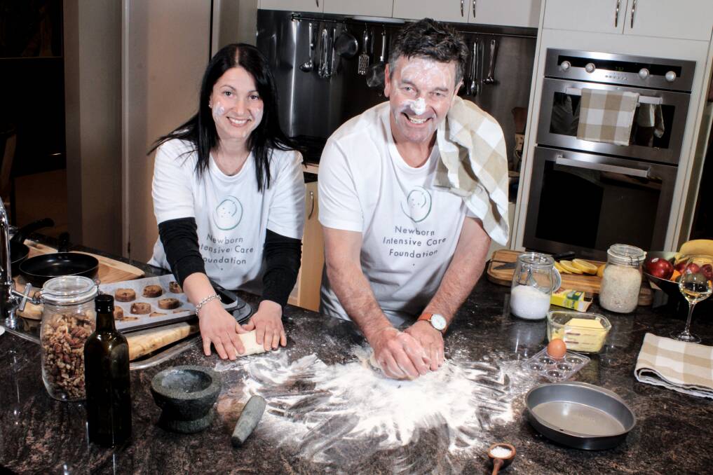 For a good cause: Tina Martinovic, Bake for Babies coordinator and Peter Cursley, NICF Founder prepare to Bake for Babies.