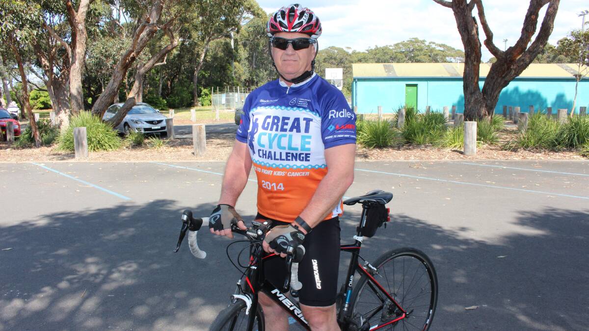 A long ride: Merimbula’s Darryl Redman is participating in the Great Cycle Challenge for the second time raising much needed funds for childhood cancer research. 