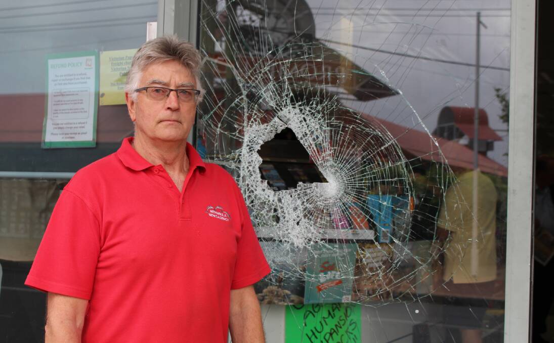 Frustrated: Darryl Hay, the owner of Merimbula Newsagency, is hoping that by releasing CCTV footage online the public will help find the man responsible for the attempted break-in. Picture: Melanie Leach