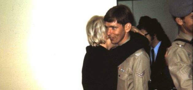 Reunited: John Verhelst was welcomed home by his sister on his return from Vietnam. He was flown home post haste to be with his mother who died one week later.