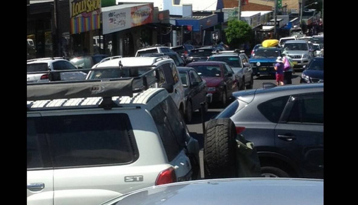 Gridlock: traffic viewed from the corner of Merimbula Drive and Market Street. 