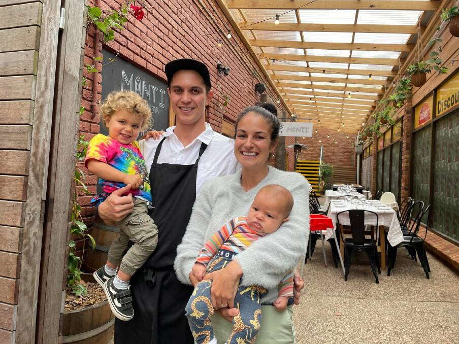 Bar Monti owners Jamie Sverdrupsen and Kat Harley with their kids Toby and Louie, share deep roots in the Bega Valley. Picture by Amandine Ahrens 