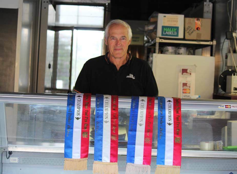 Stan Soroka shows some of his awards from the Australian Food Awards in Victoria in 2019. 