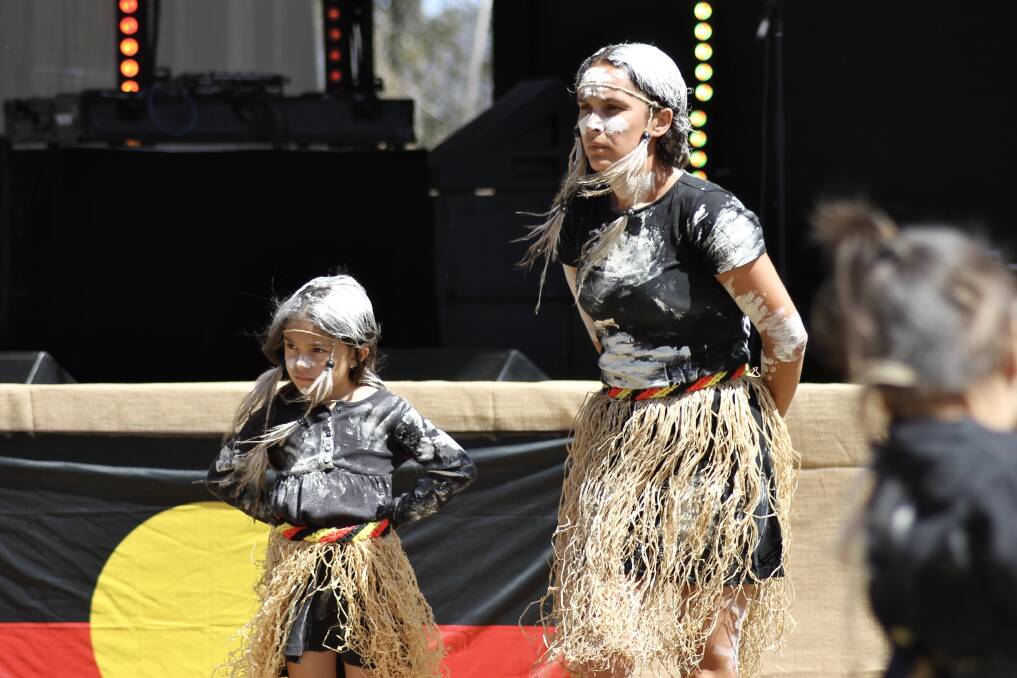 Duurunu Miru dancers Jorja and Stacy Timms-Muscat performing at the opening ceremony. Picture by Amandine Ahrens 