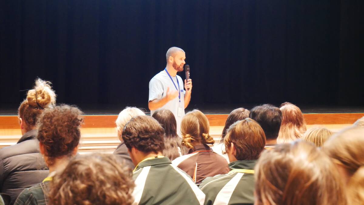 Bega Valley Shire Council's Youth Resilience Officer Cal Champagne speaking to the Youth Forum. Photo: Ellouise Bailey