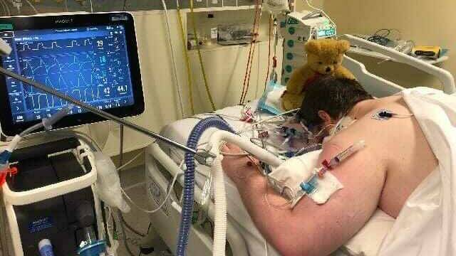 Cameron in hospital. Picture: Supplied