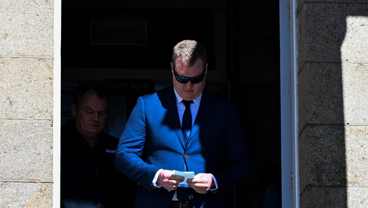 Senior constable Kristian White leaves Cooma Local Court on September 6, 2023. Picture by AAP Image/Lukas Coch